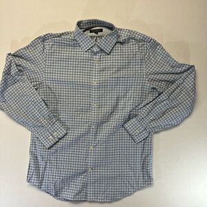 Banana Republic Men's Blue and White Plaid Shirt